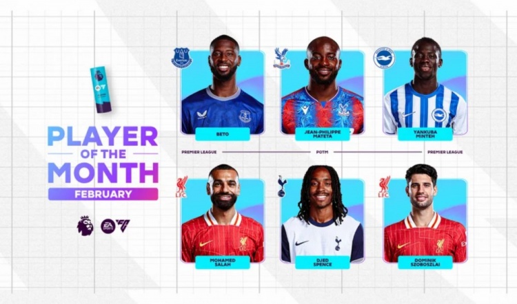 英超2月最佳候選：貝托、馬特塔、明特、薩拉赫、斯賓塞、索博